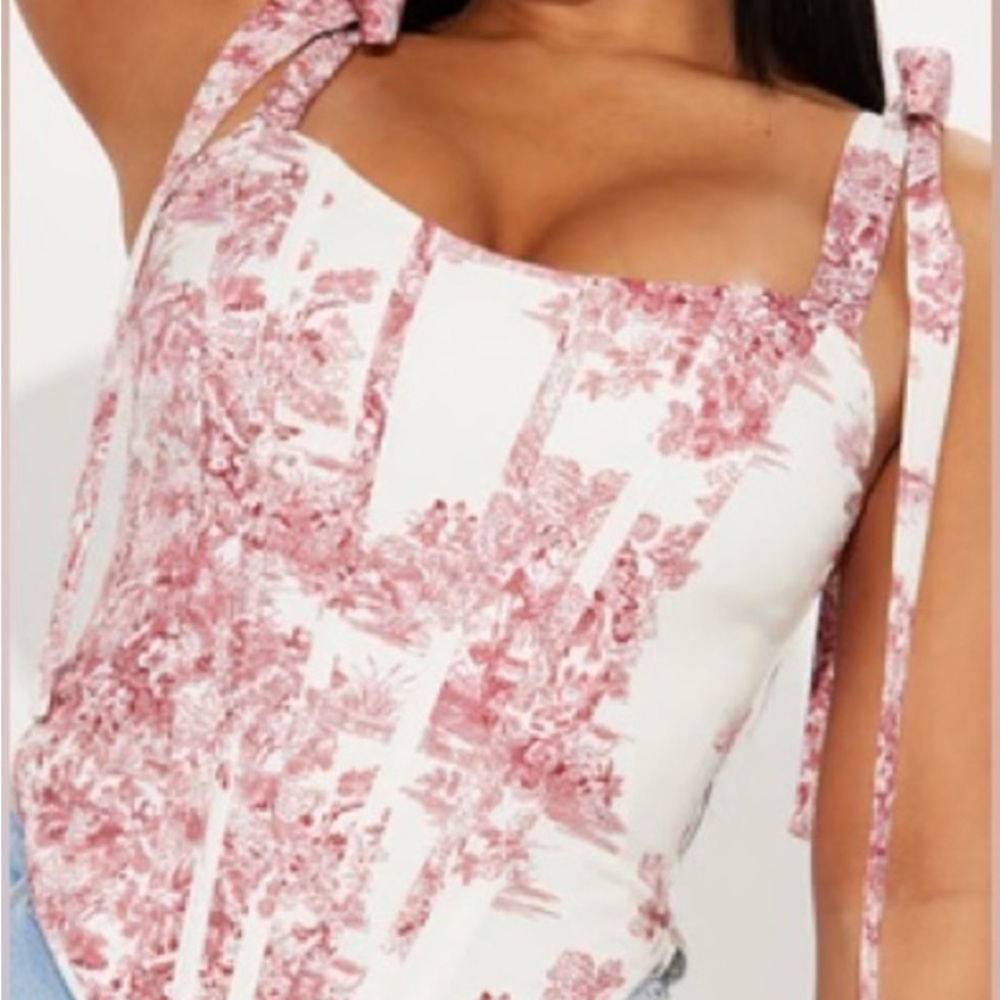 Floral Pink Women's  Corset Top